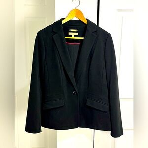 Talbots Women's Blazer 10 Black 1 Button Stretch Fabric Made In Italy Career